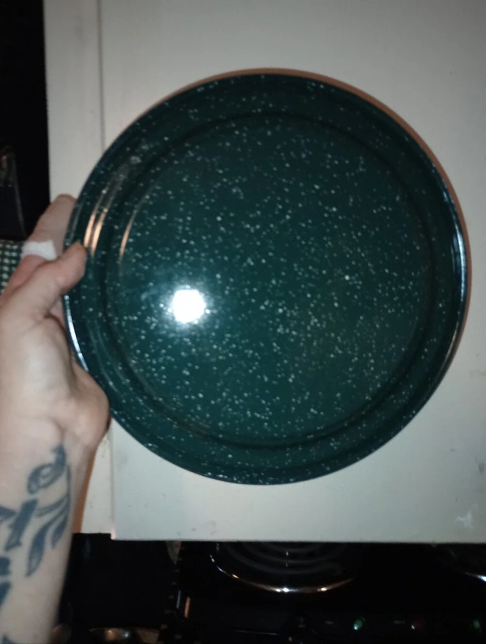 Large Lot Of Cinsa Green Speckled Enamel Camping Cookware